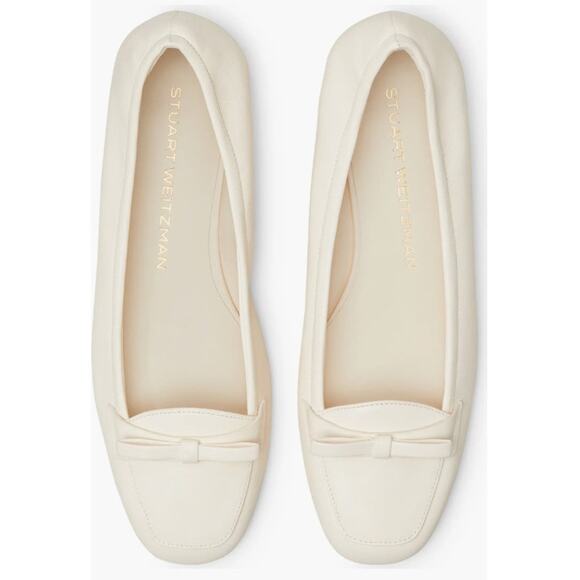 Stuart Weitzman Tully Loafer Seashell Lacquered Nappa Size 6.5 NIB Ballet Flat - Picture 2 of 14